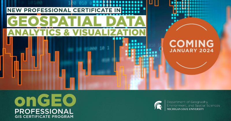 onGEO is launching a new professional certificate in Geospatial Data Analytics and Visualization in January 2024